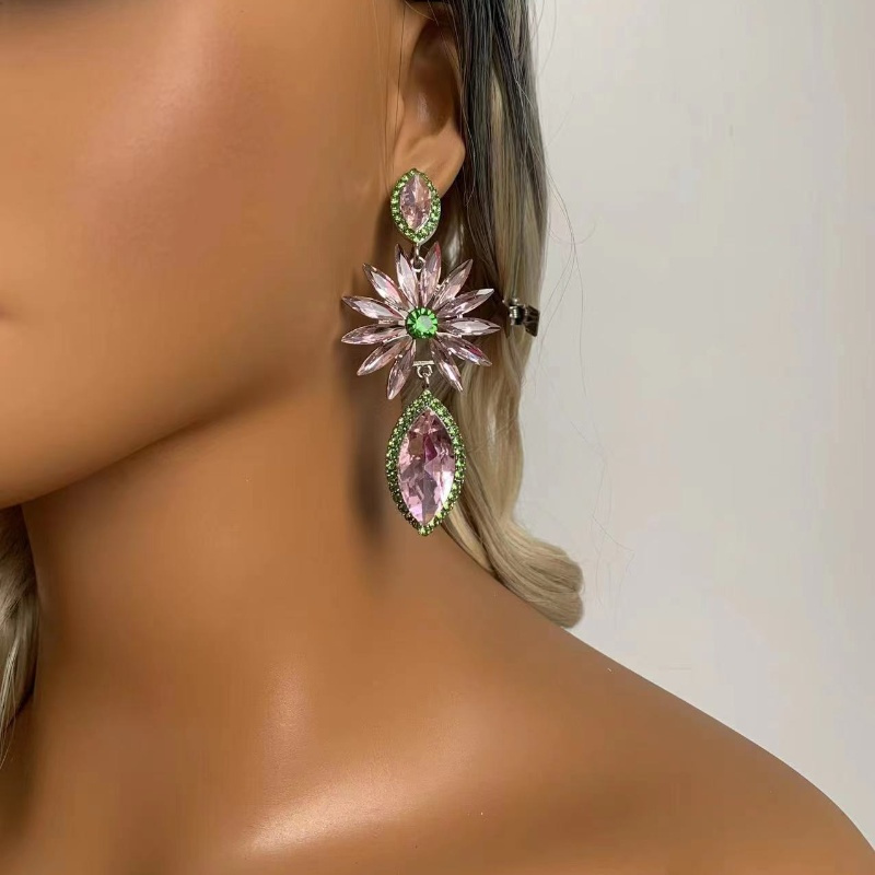 1 Pair Ig Style Elegant Classic Style Leaves Inlay Alloy Rhinestones Silver Plated Drop Earrings display picture 1