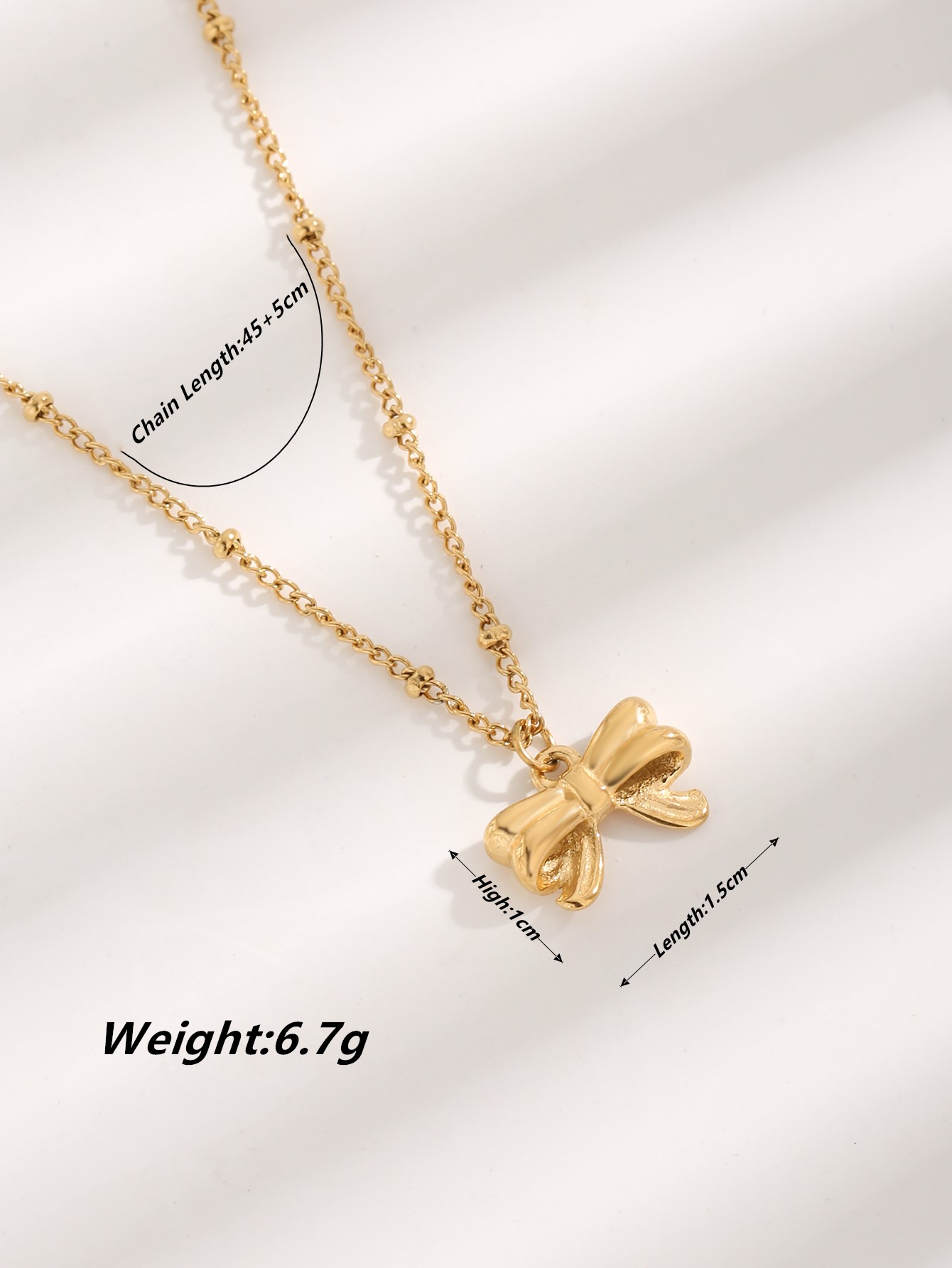 Elegant Glam Bogenknoten Rostfreier Stahl Überzug 18 Karat Vergoldet Halskette display picture 5