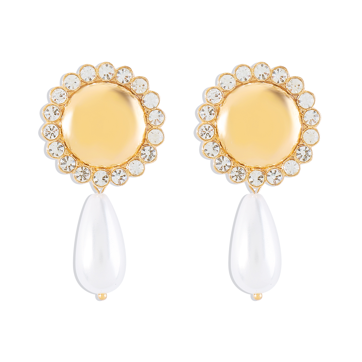 1 Pair Elegant Water Droplets Plating Inlay Alloy Artificial Pearls Rhinestones Drop Earrings display picture 2