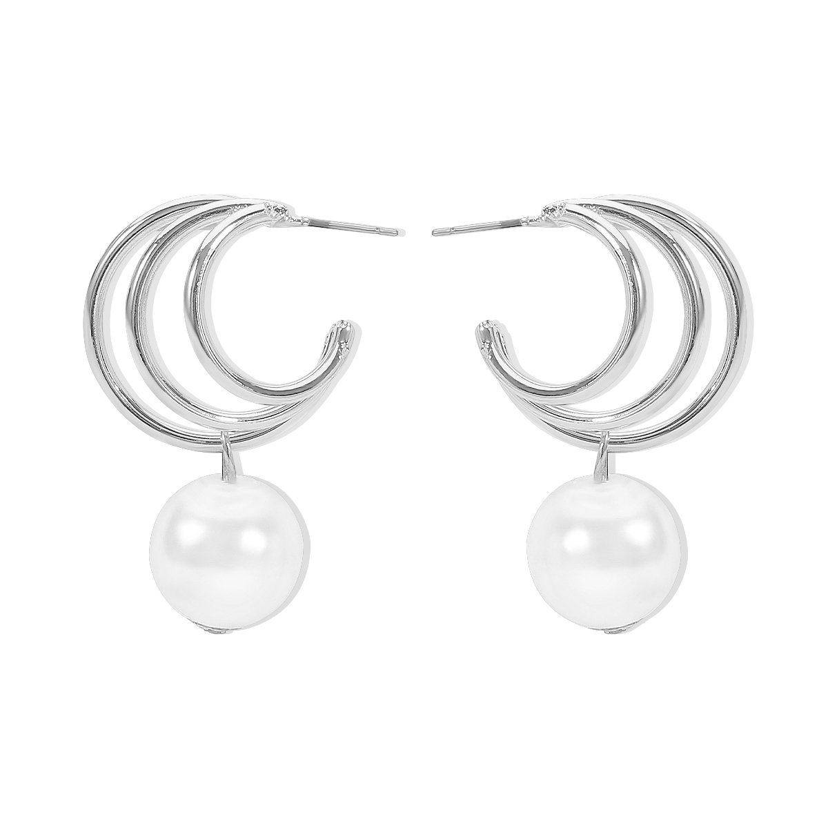 1 Pair Simple Style Geometric Plating Inlay Alloy Artificial Pearls Drop Earrings display picture 1
