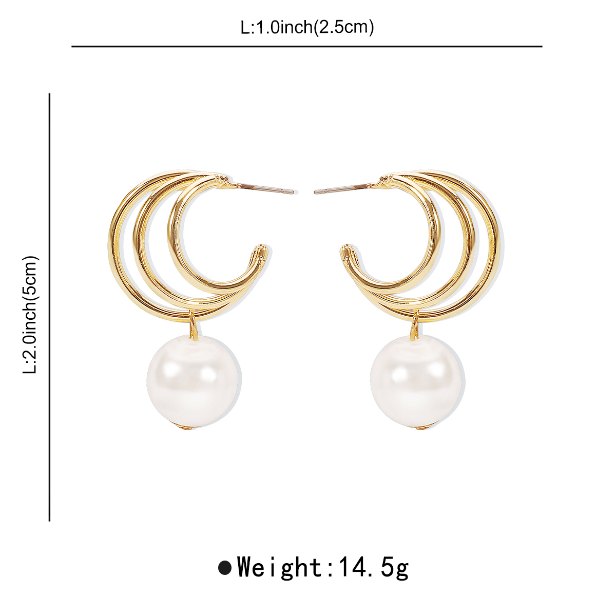 1 Pair Simple Style Geometric Plating Inlay Alloy Artificial Pearls Drop Earrings display picture 7