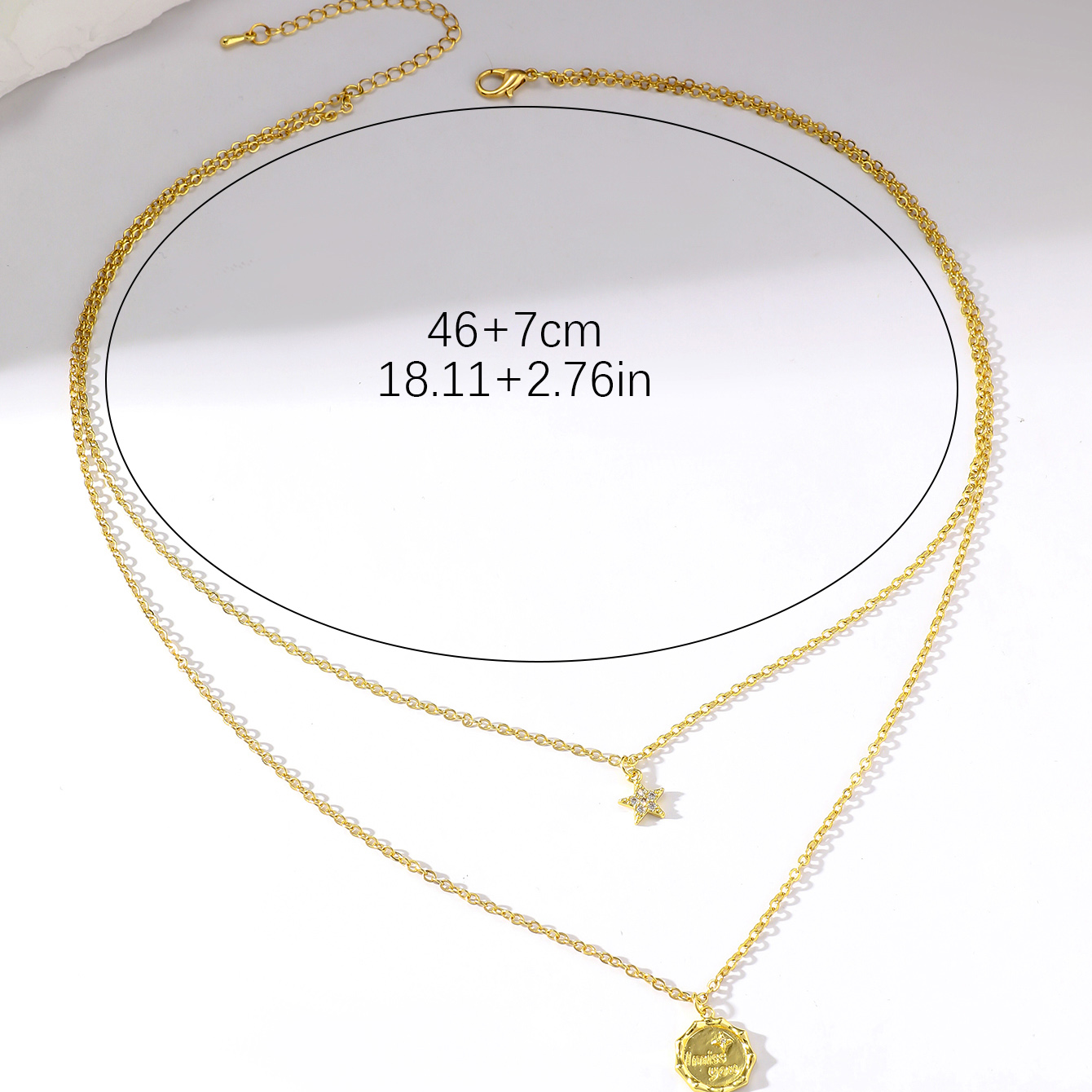 Simple Style Commute Pentagram Stainless Steel Copper Gold Plated Zircon Layered Necklaces In Bulk display picture 4