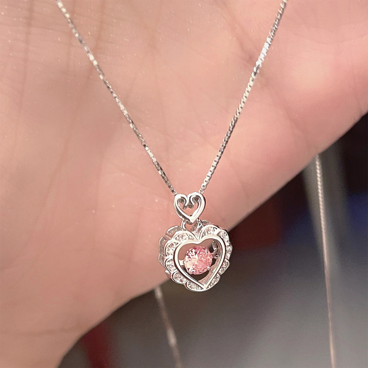 Simple Style Shiny Heart Shape Copper Zircon Pendant Necklace In Bulk display picture 4