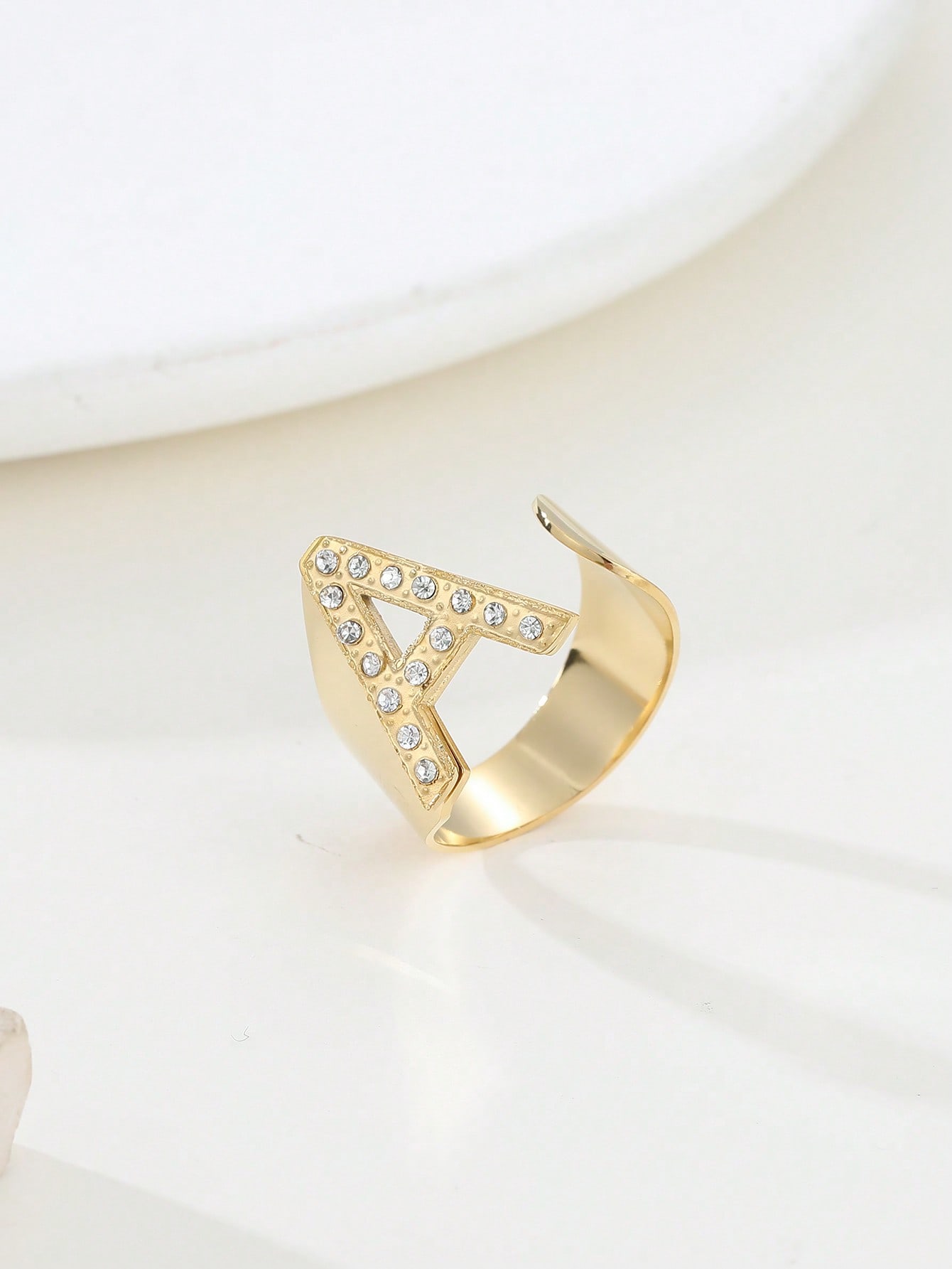 304 Stainless Steel 14K Gold Plated Retro Roman Style Plating Inlay Letter Zircon Open Rings display picture 6