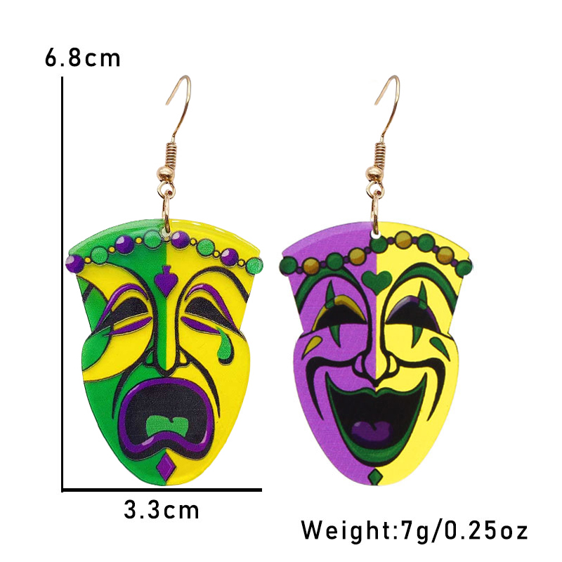 1 Pair Commute Letter Mask Printing Arylic Drop Earrings display picture 30