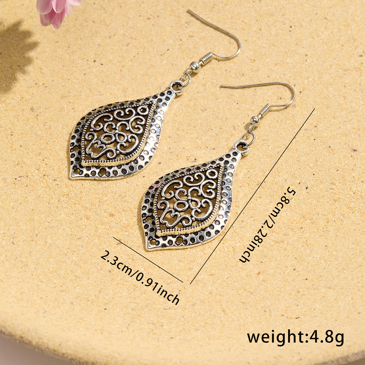 1 Pair Retro Ethnic Style Classic Style Heart Shape Flower Butterfly Zinc Alloy Drop Earrings display picture 11