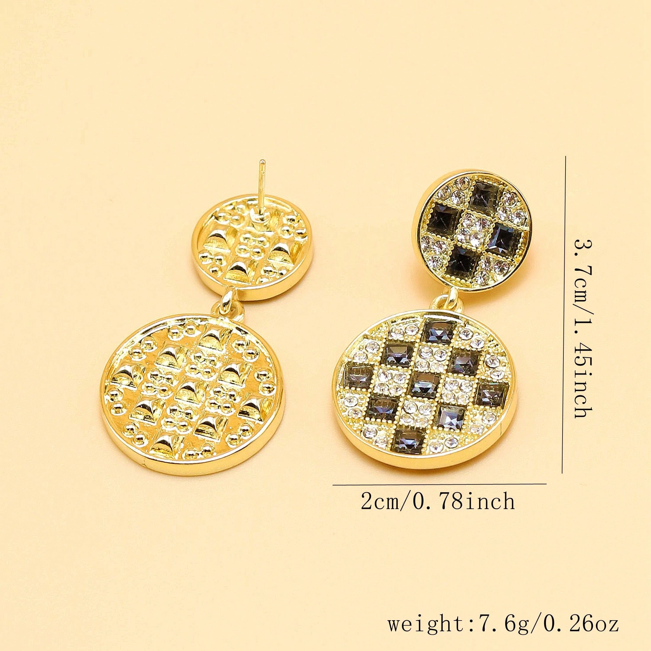 1 Pair Casual French Style Geometric Inlay Alloy Rhinestones Gold Plated Drop Earrings display picture 5