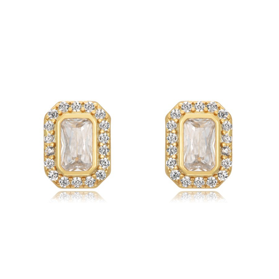 1 Pair Simple Style Rectangle Inlay Copper Zircon Ear Studs display picture 4