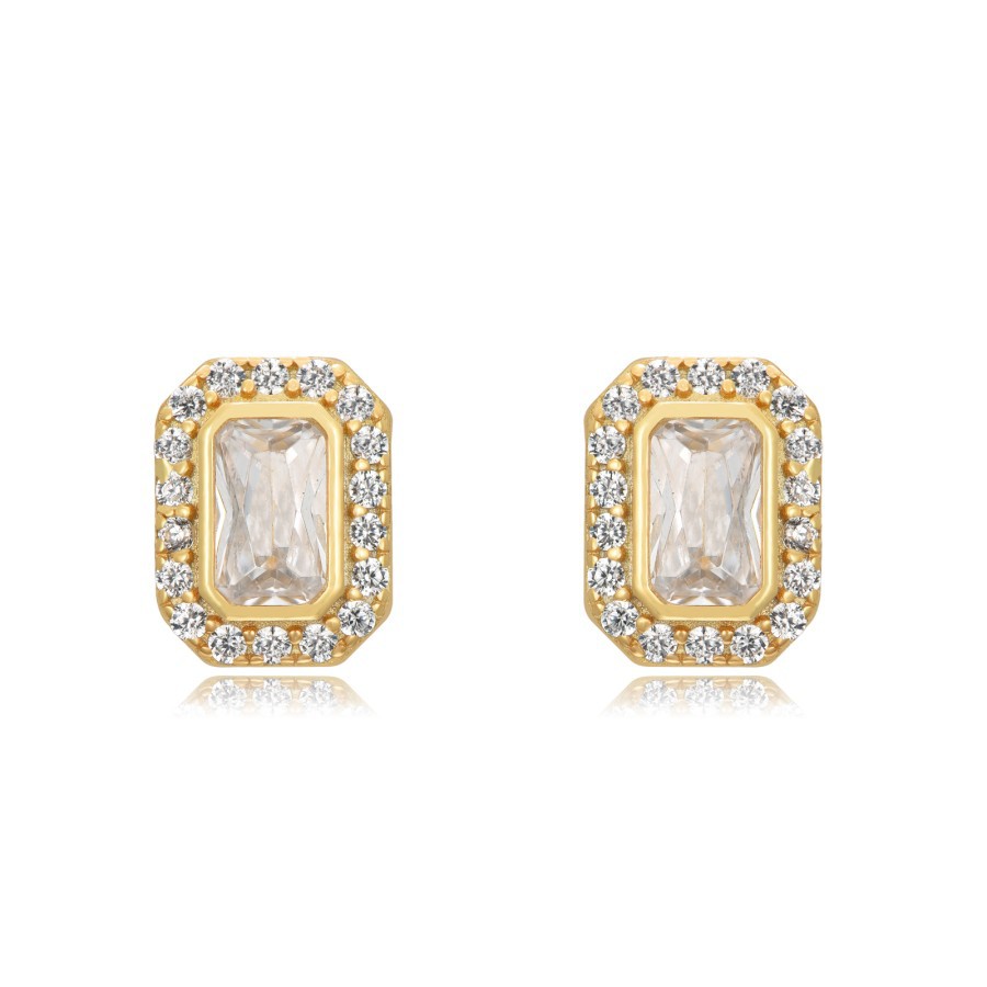 1 Paire Style Simple Rectangle Incruster Le Cuivre Zircon Boucles D'oreilles display picture 4