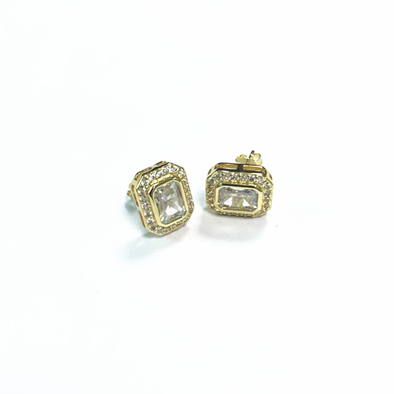 1 Pair Simple Style Rectangle Inlay Copper Zircon Ear Studs display picture 6
