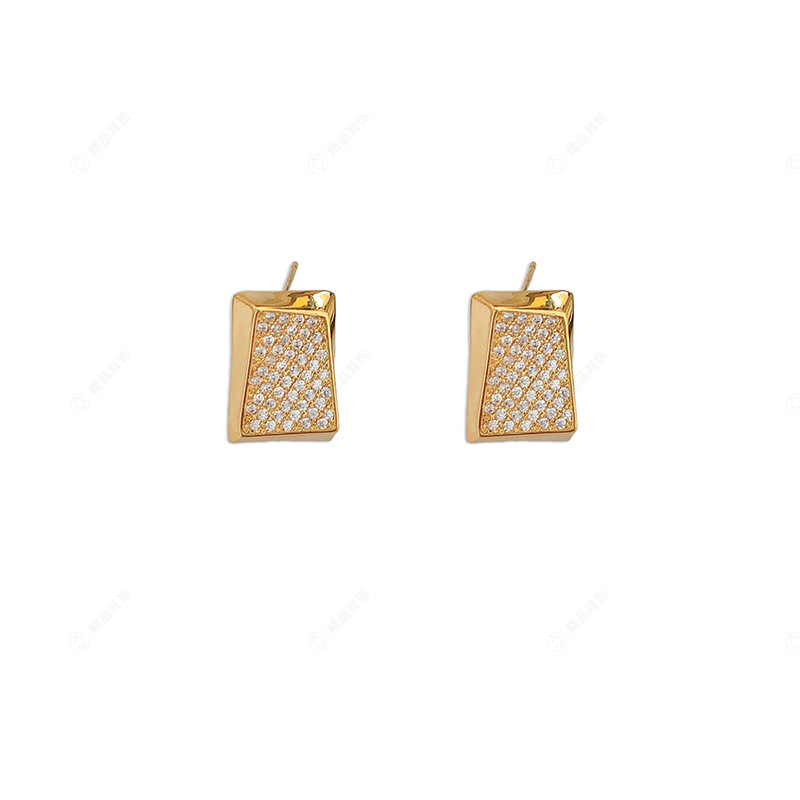 1 Pair Retro Roman Style Geometric Plating Inlay Copper Zircon Ear Studs display picture 5