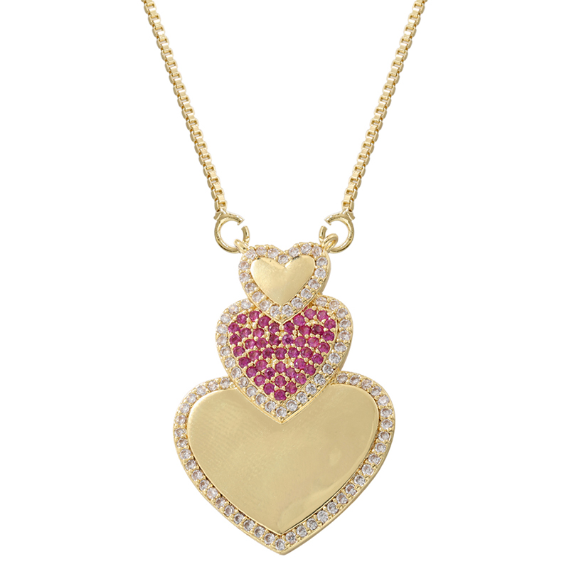 Casual Hip-hop Heart Shape Copper 18k Gold Plated Zircon Pendant Necklace In Bulk display picture 6