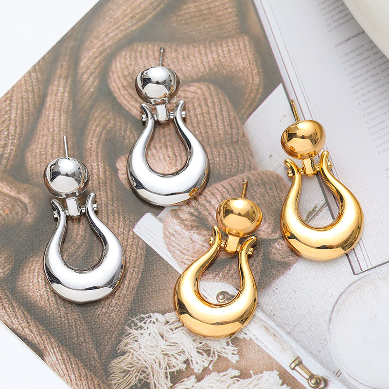 1 Pair Modern Style Korean Style Geometric Plating Copper Drop Earrings display picture 1