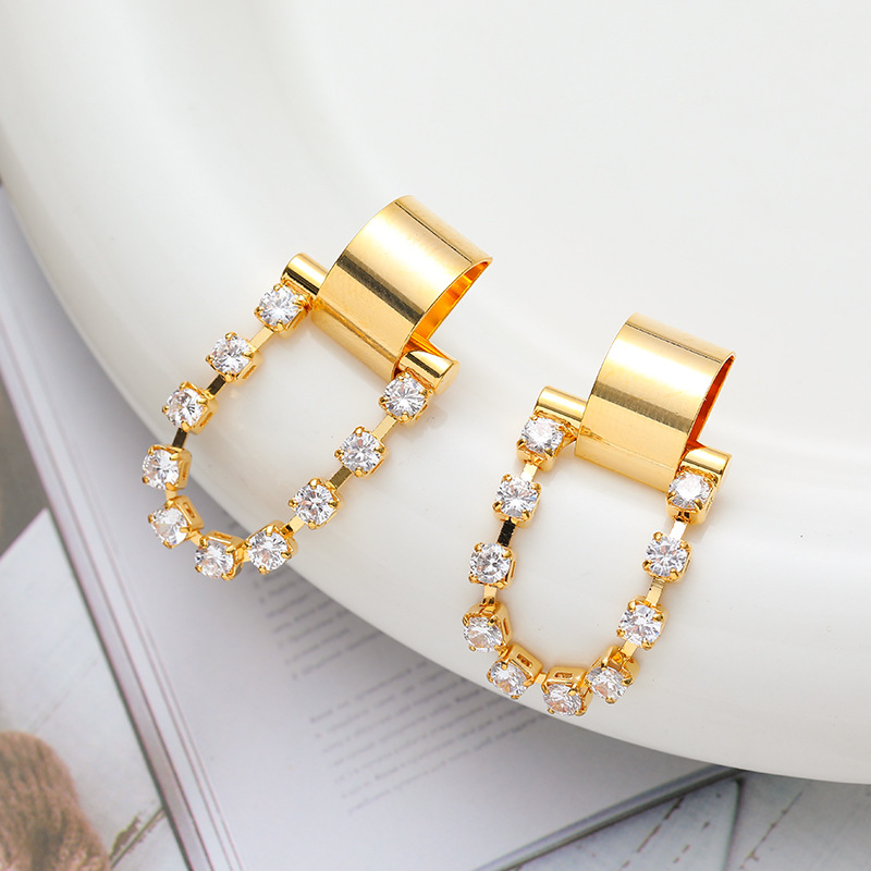 1 Pair Lady Geometric Plating Inlay Copper Zircon Drop Earrings display picture 3