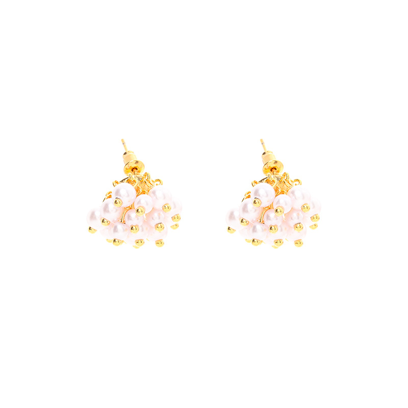 1 Pair Basic Modern Style Flower Imitation Pearl Copper Drop Earrings display picture 2