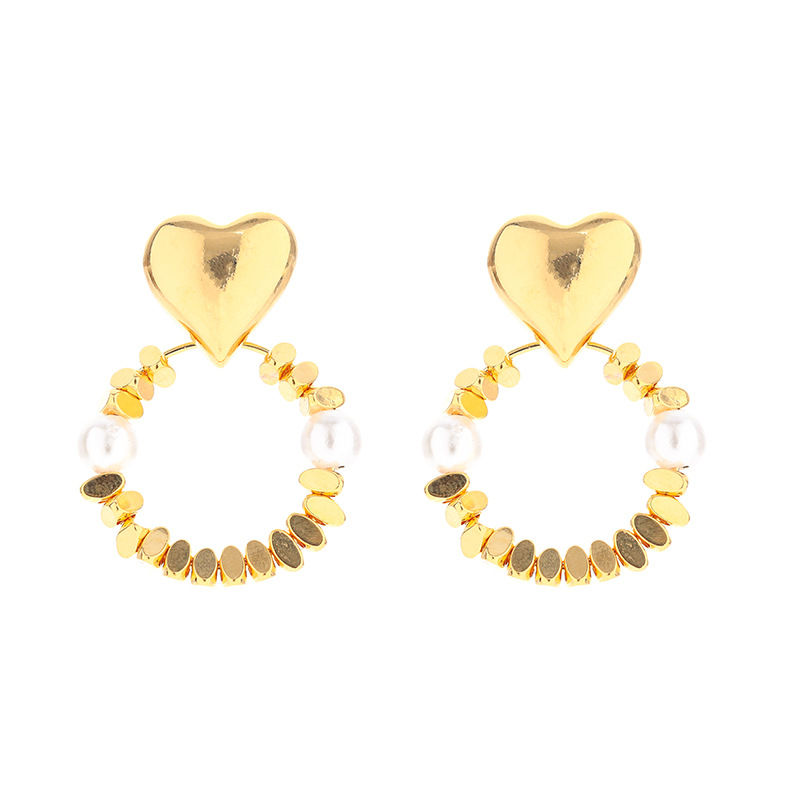 1 Pair Elegant Classic Style Streetwear Geometric Heart Shape Copper Drop Earrings display picture 1