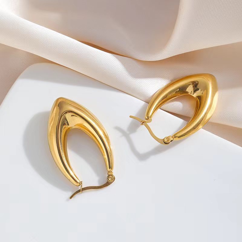 1 Pair Basic Classic Style Geometric Plating Stainless Steel Earrings display picture 3