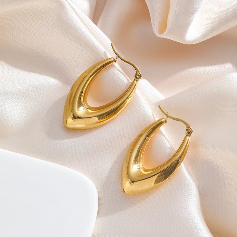1 Pair Basic Classic Style Geometric Plating Stainless Steel Earrings display picture 4