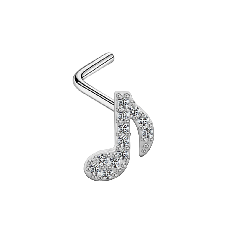 Casual Notes Stainless Steel Alloy Copper Plating Inlay Zircon White Gold Plated Gold Plated Nose Studs display picture 1