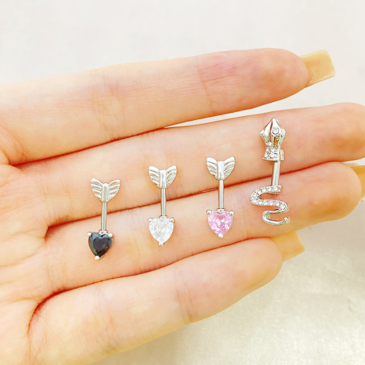 1 Piece Casual Simple Style Animal Heart Shape Inlay Stainless Steel Copper Rhinestones Zircon White Gold Plated Cartilage Earrings display picture 29