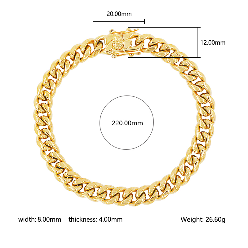 Hip-hop Streetwear Geometric Stainless Steel Plating Inlay Zircon 18k Gold Plated Unisex Bracelets display picture 5