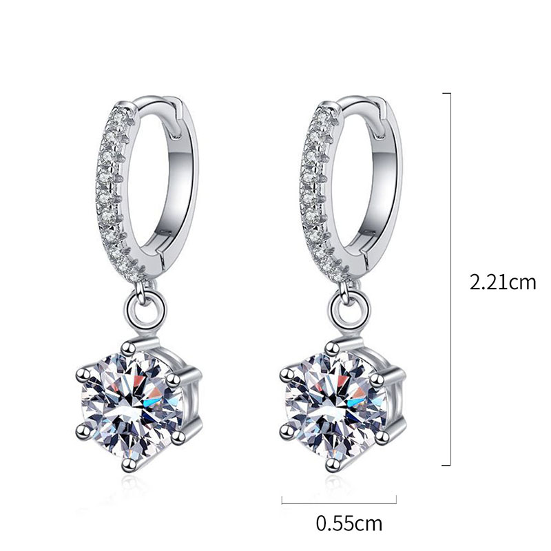 1 Pair Glam Classic Style Shiny Geometric Inlay Sterling Silver Zircon White Gold Plated Drop Earrings display picture 5