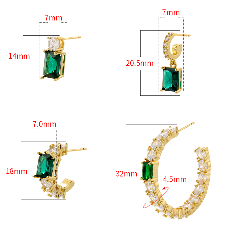 Lässig Elegant Glänzend Geometrisch Kupfer 18 Karat Vergoldet Zirkon Ringe Ohrringe Halskette In Masse display picture 14