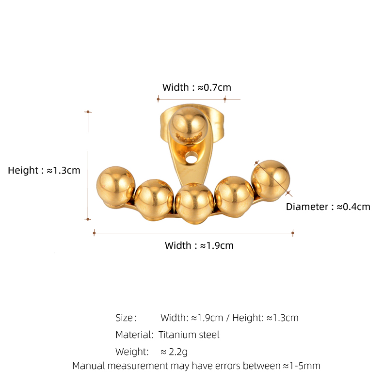1 Pair Elegant French Style Streetwear Ball Plating 304 Stainless Steel 18K Gold Plated Ear Studs display picture 1