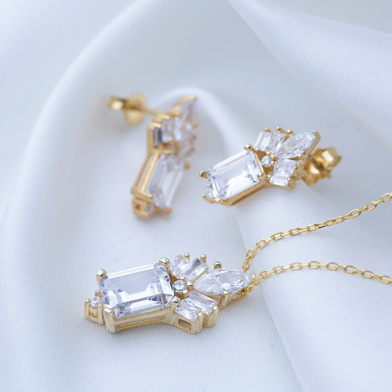 1 Paire Style Ig Style Simple Rectangle Incruster Le Cuivre Zircon Boucles D'oreilles display picture 4