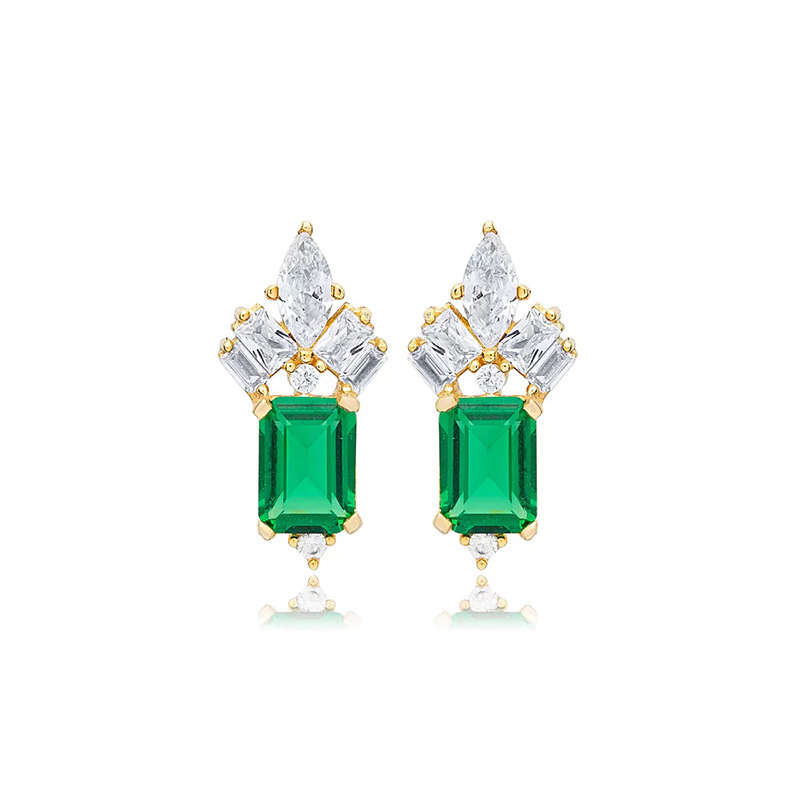 1 Paire Style Ig Style Simple Rectangle Incruster Le Cuivre Zircon Boucles D'oreilles display picture 6