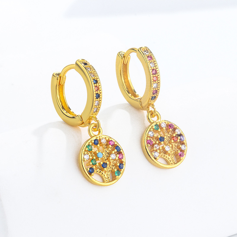 1 Pair Simple Style Classic Style Geometric Plating Inlay Copper Zircon 18k Gold Plated Drop Earrings display picture 3
