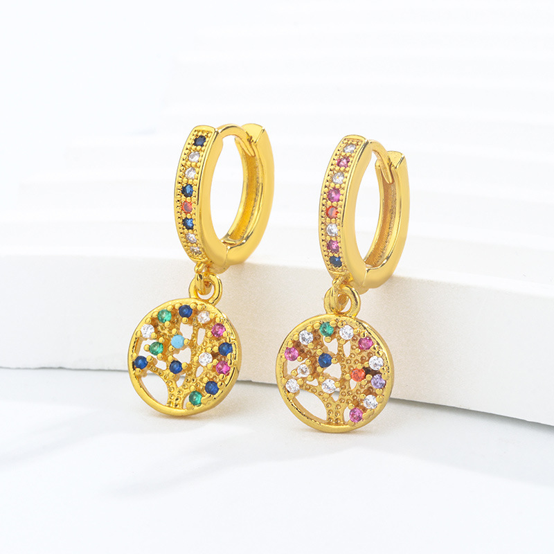 1 Pair Simple Style Classic Style Geometric Plating Inlay Copper Zircon 18k Gold Plated Drop Earrings display picture 4