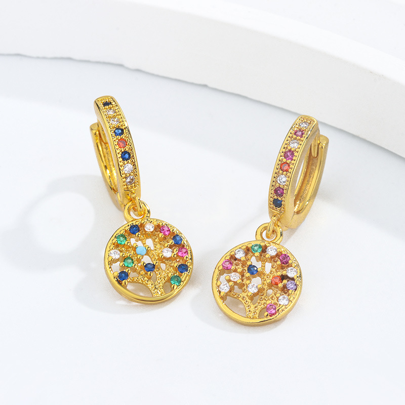 1 Pair Simple Style Classic Style Geometric Plating Inlay Copper Zircon 18k Gold Plated Drop Earrings display picture 2