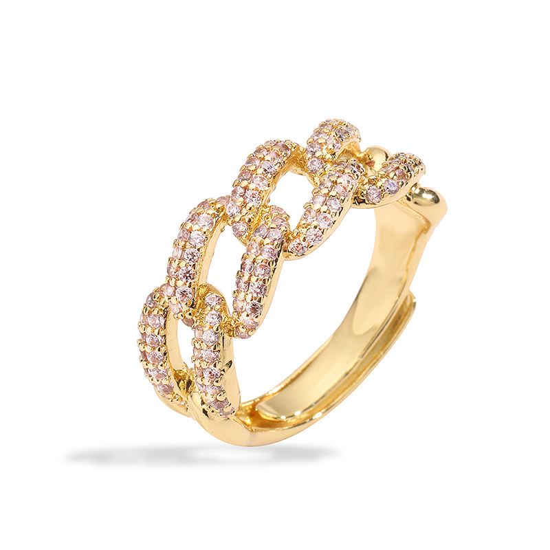 Elegant Luxurious Geometric Copper 18k Gold Plated Zircon Open Rings In Bulk display picture 3