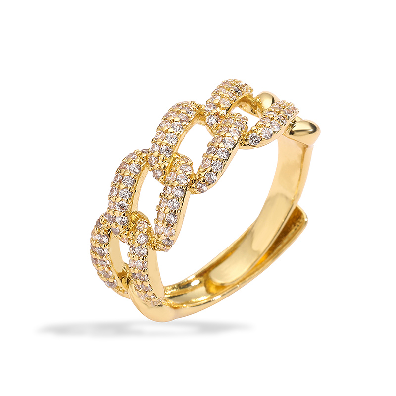 Elegant Luxurious Geometric Copper 18k Gold Plated Zircon Open Rings In Bulk display picture 7