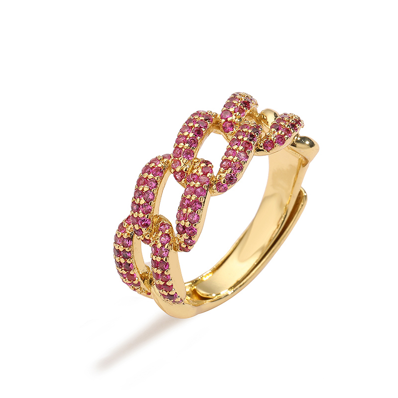 Elegant Luxurious Geometric Copper 18k Gold Plated Zircon Open Rings In Bulk display picture 2