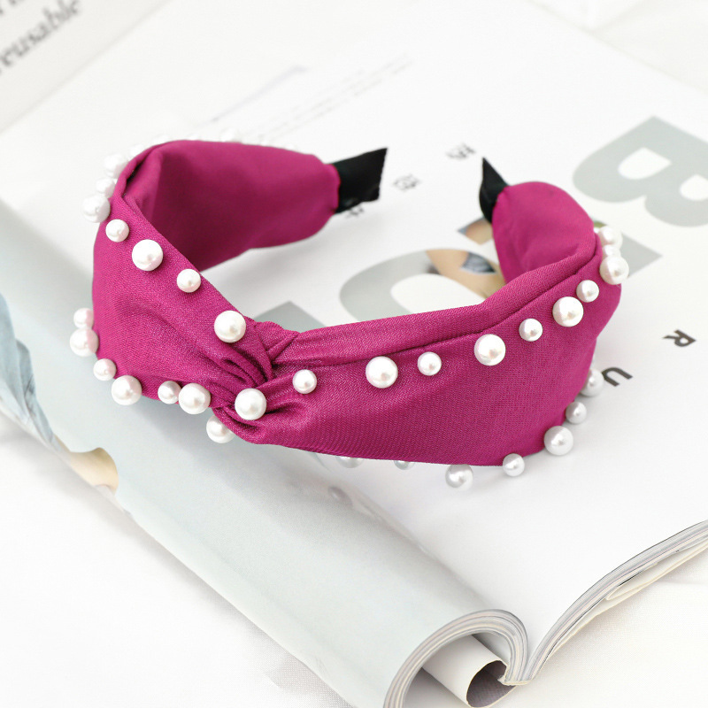 Women's Lady Streetwear Geometric Cloth Inlay Pearl Hair Band display picture 2
