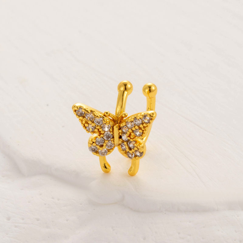 1 Piece Cute Cool Style Geometric Heart Shape Butterfly Plating Inlay Copper Zircon 18k Gold Plated Ear Studs display picture 7