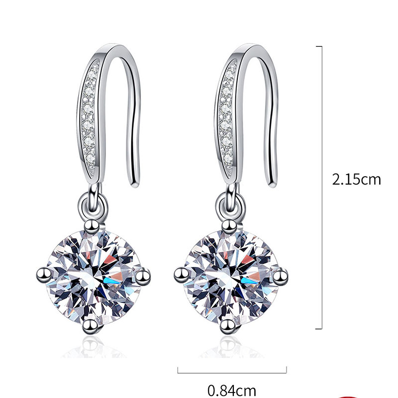 1 Pair Elegant Glam Geometric Inlay Sterling Silver Zircon White Gold Plated Drop Earrings display picture 5