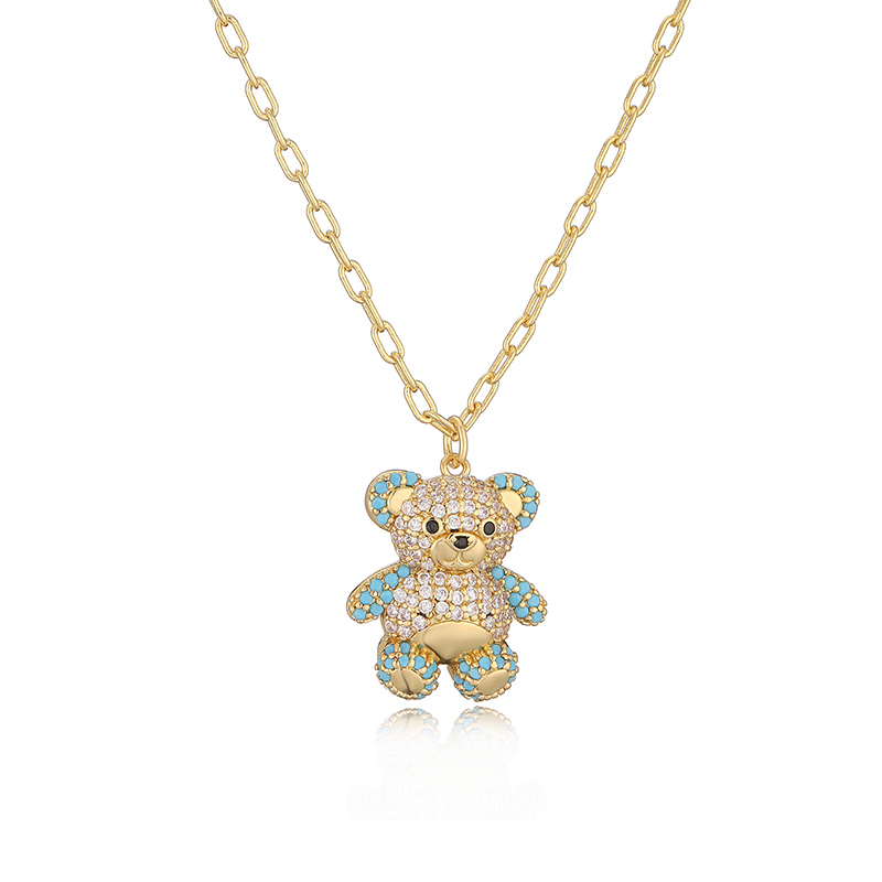 Casual Cute Bear Copper 18k Gold Plated Zircon Earrings Necklace In Bulk display picture 6