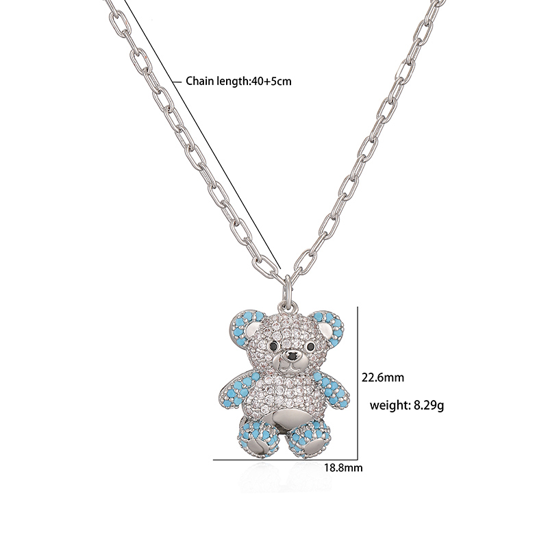Casual Cute Bear Copper 18k Gold Plated Zircon Earrings Necklace In Bulk display picture 12
