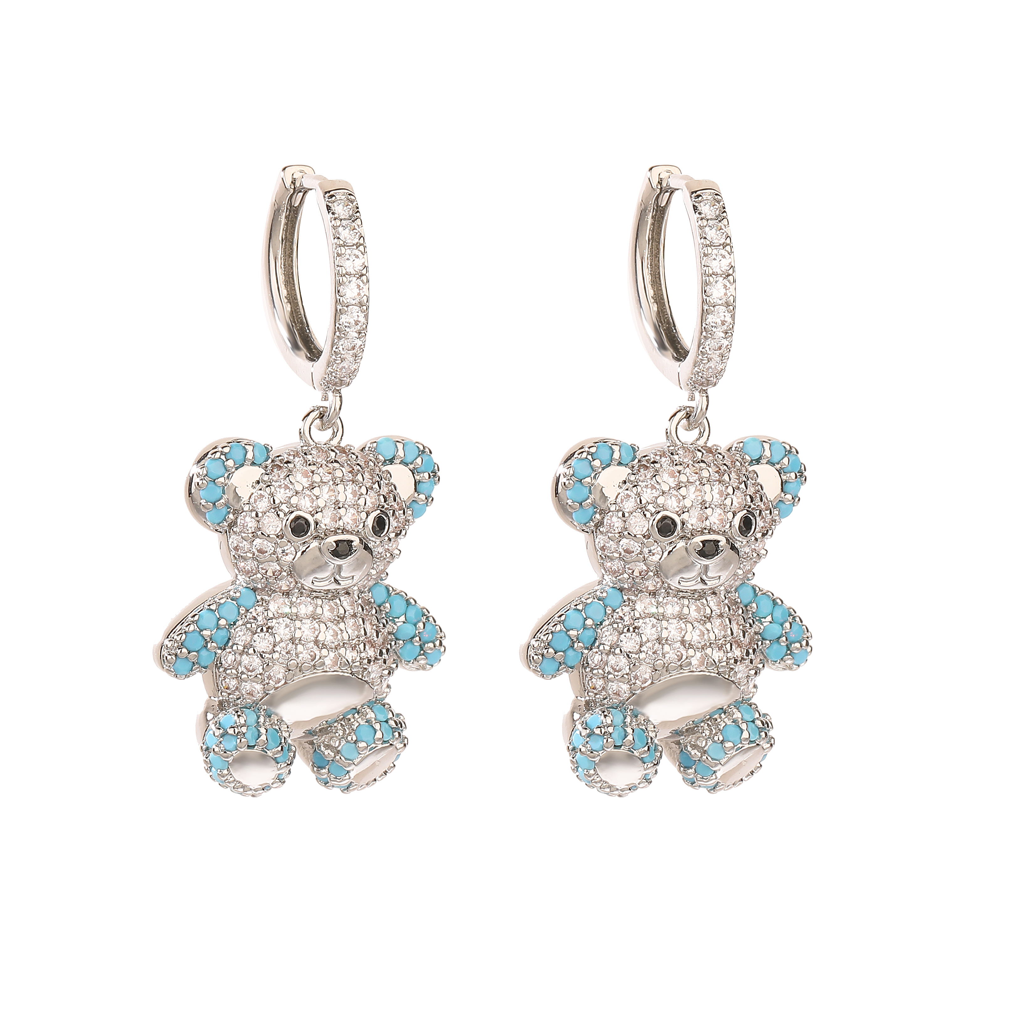 Casual Cute Bear Copper 18k Gold Plated Zircon Earrings Necklace In Bulk display picture 10