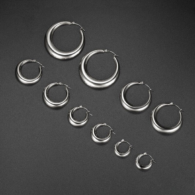 1 Pair Simple Style Commute Semicircle Round 304 Stainless Steel Earrings display picture 3