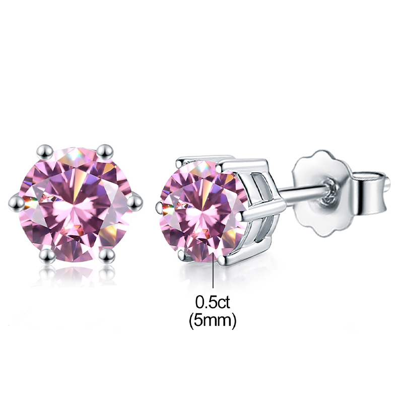 1 Pair Ig Style Shiny Round Gra Plating Inlay Sterling Silver Moissanite Silver Plated Ear Studs display picture 1