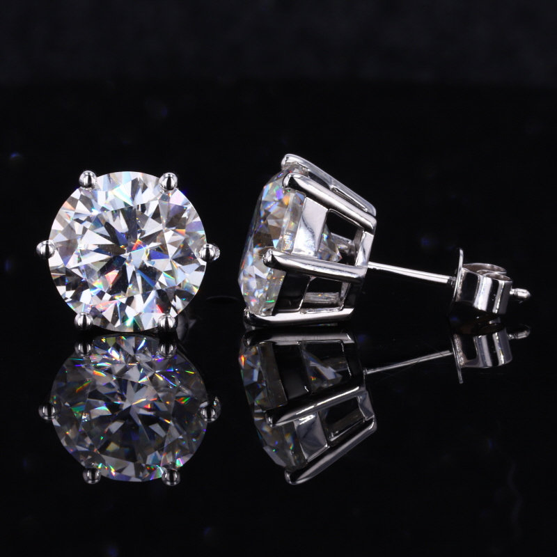 1 Pair Ig Style Shiny Round Gra Plating Inlay Sterling Silver Moissanite Silver Plated Ear Studs display picture 2
