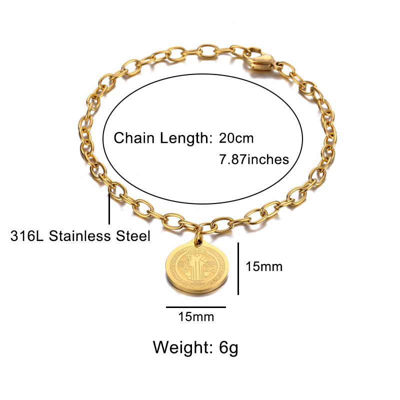 Vintage Style Simple Style Round Stainless Steel Plating 18k Gold Plated Unisex Bracelets display picture 1