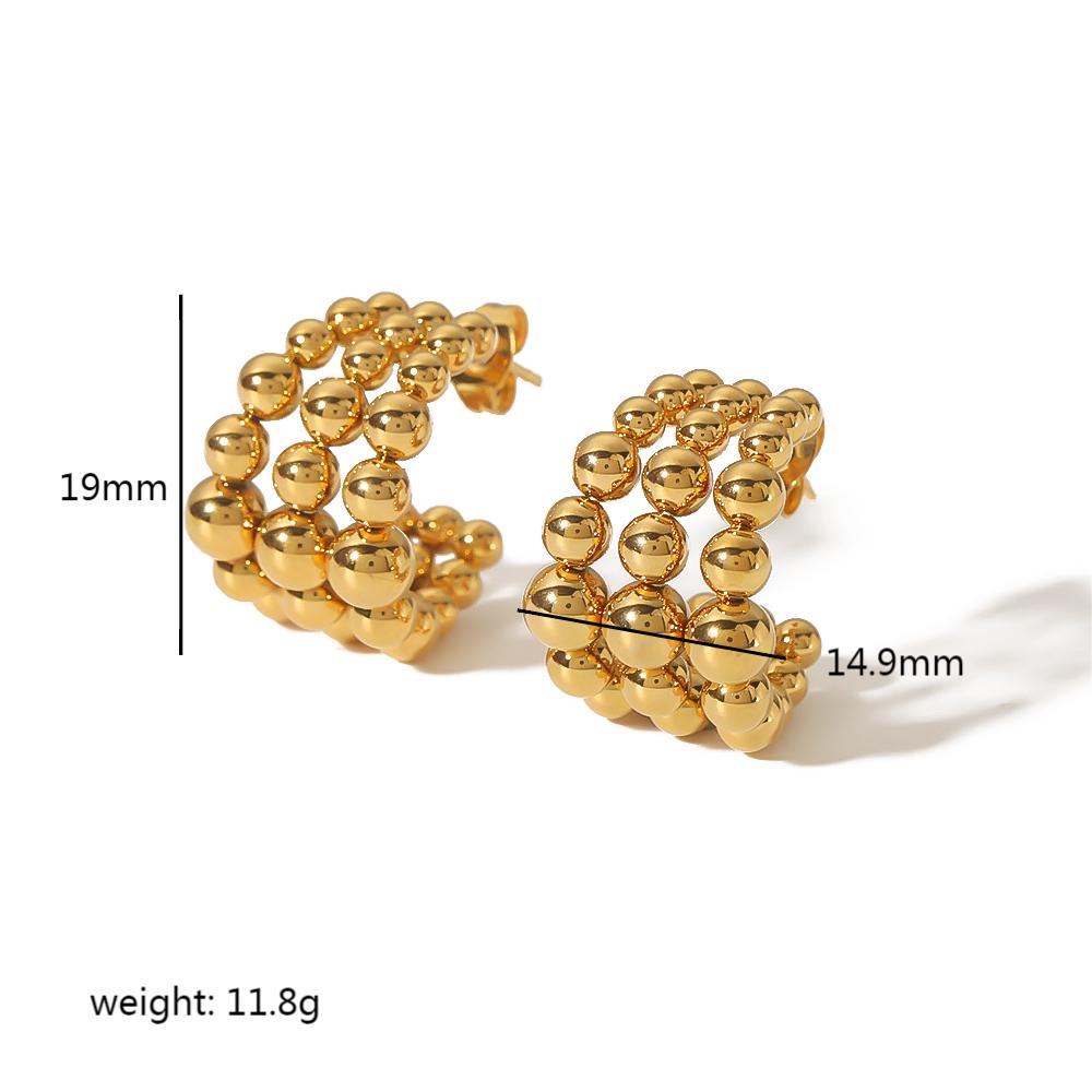 1 Pair Retro Roman Style C Shape Polishing Plating 304 Stainless Steel 18K Gold Plated Ear Studs display picture 4