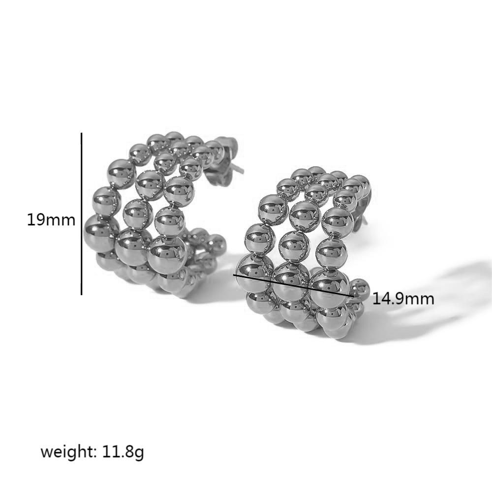 1 Pair Retro Roman Style C Shape Polishing Plating 304 Stainless Steel 18K Gold Plated Ear Studs display picture 6