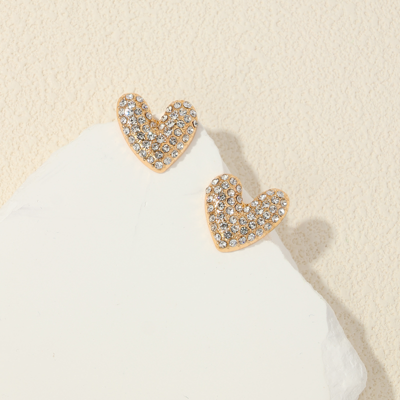 1 Paire Mignon Romantique Forme De Cœur Placage Incruster Alliage Strass Boucles D'oreilles display picture 1