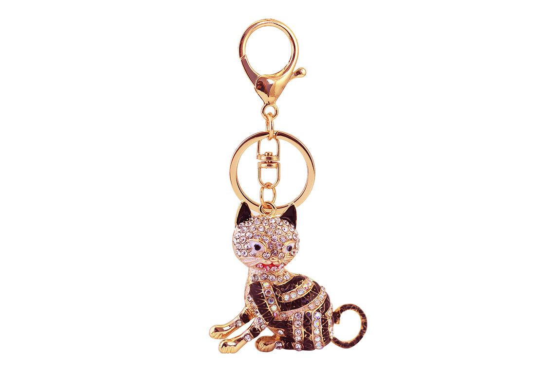 Simple Style Cat Alloy Inlay Rhinestones Women's Keychain display picture 8